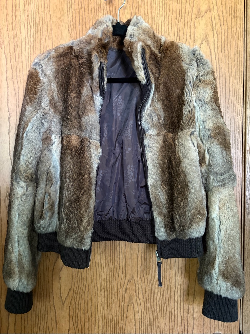 Women’s Reversible Fur Bomber Jacket - Brown